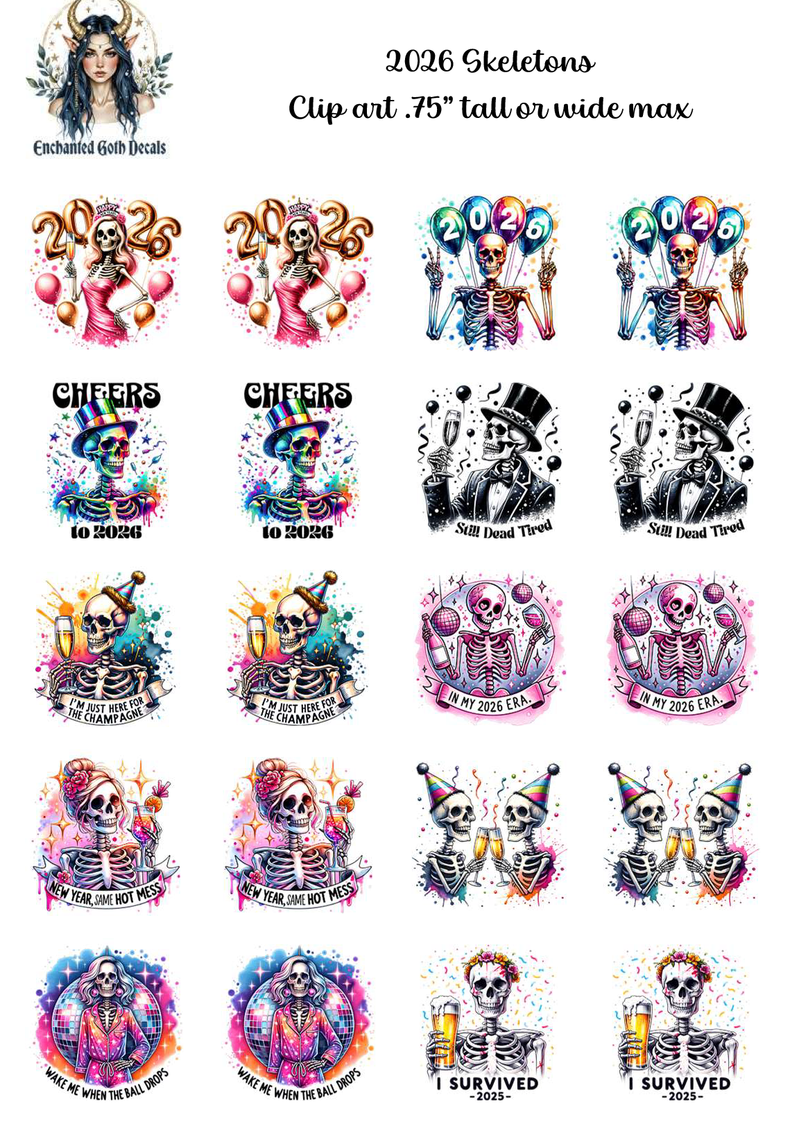 2026 Skeletons - Clipart