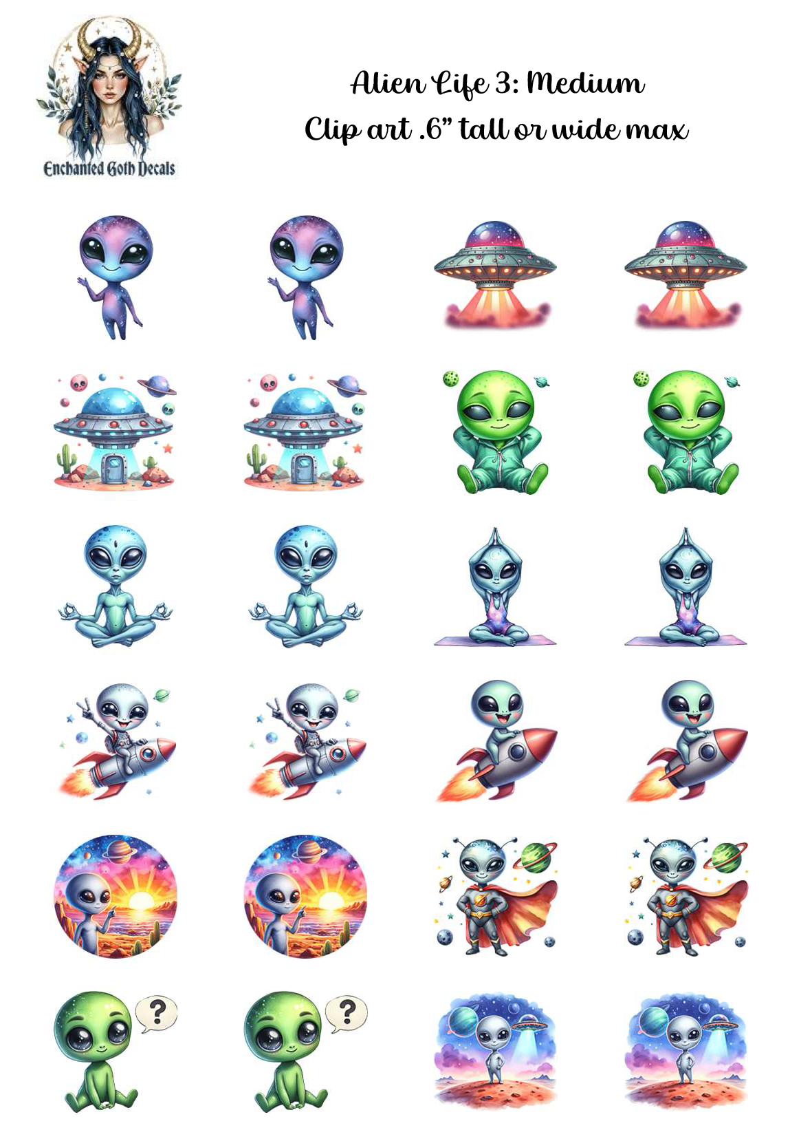 Alien Life 3- Clipart – Enchanted Goth Decals