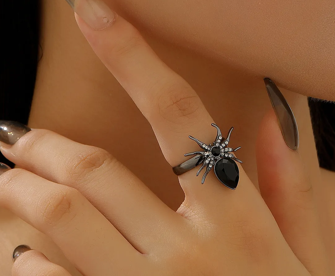 Black Gothic Spider Ring
