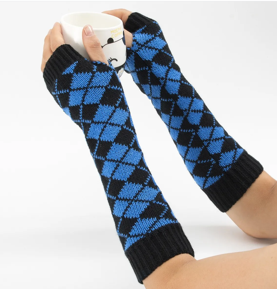 Argyle Knitted, Fingerless Nail Sleeve (1 Sleeve Not a Pair ...