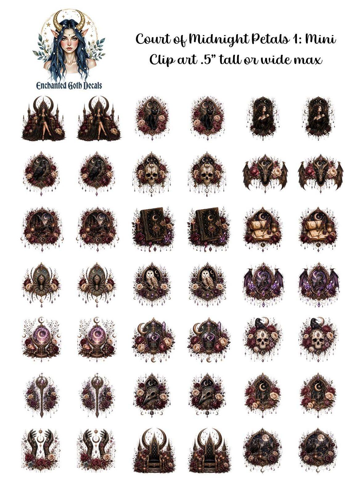 Court of Midnight Petals 1 - Clipart Mini
