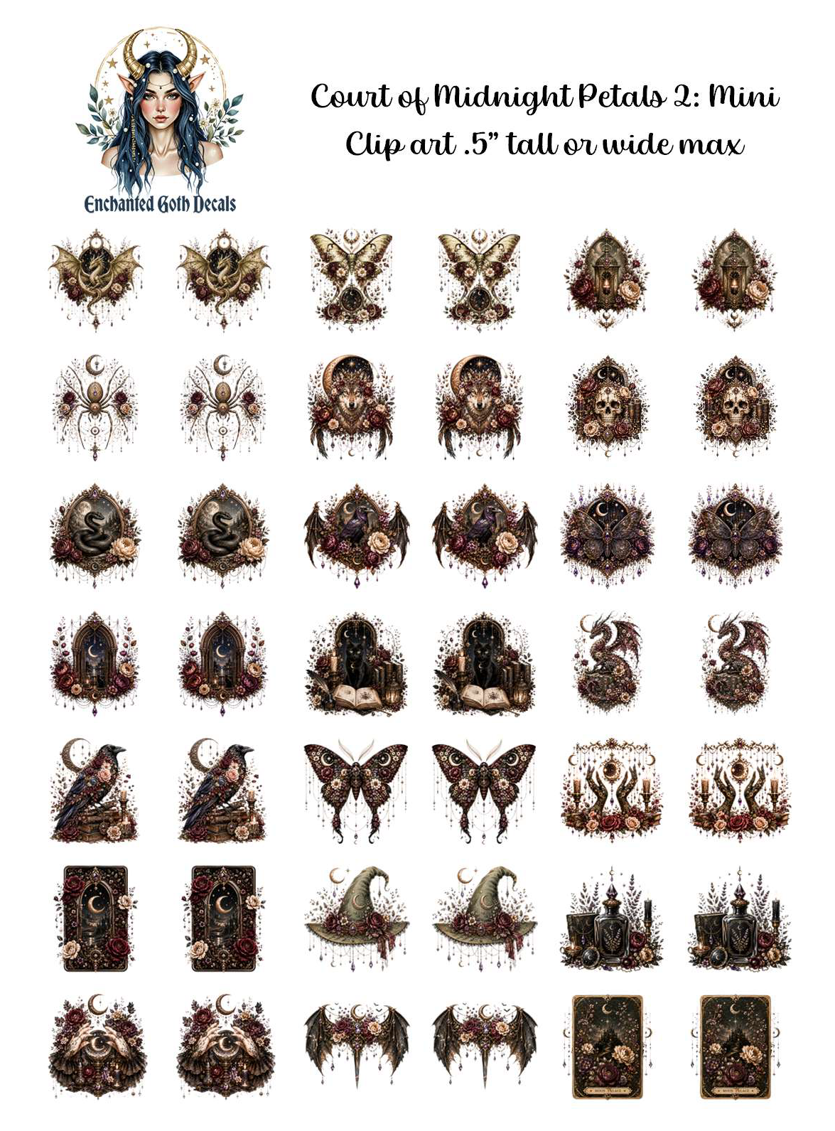 Court of Midnight Petals 2 - Clipart Mini