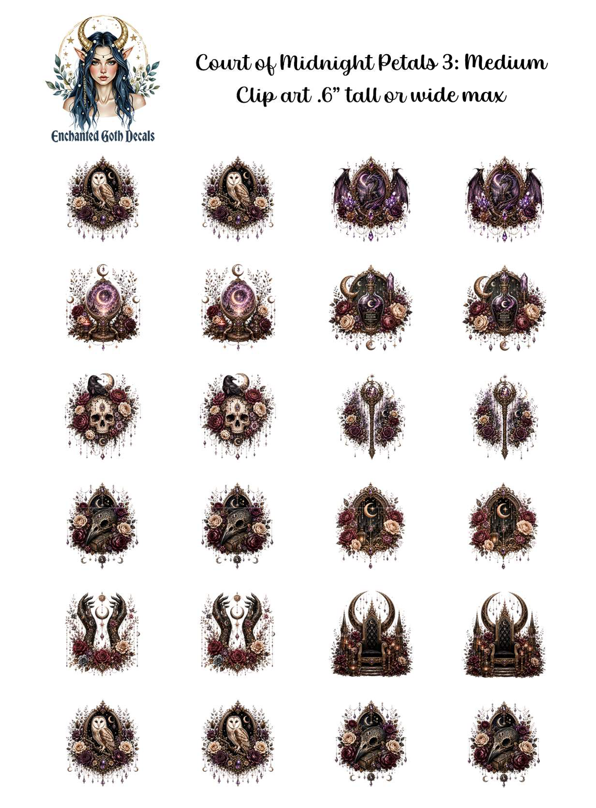 Court of Midnight Petals 3 - Clipart