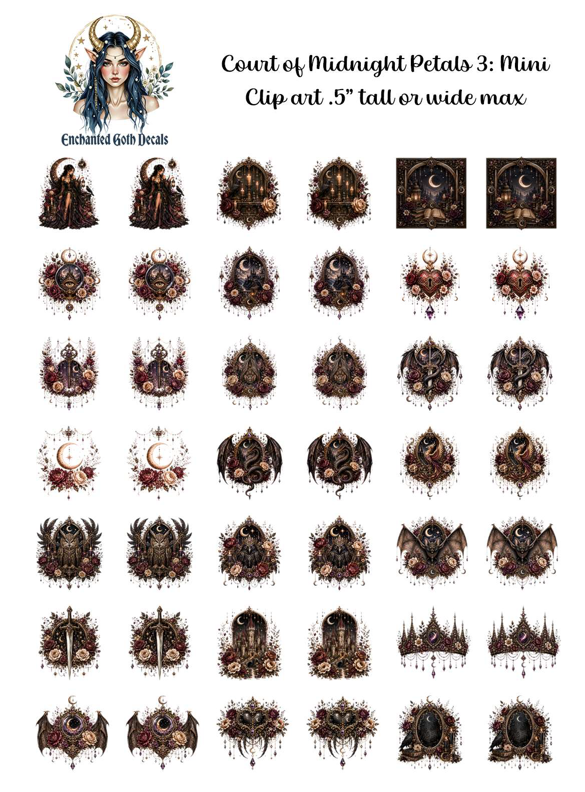 Court of Midnight Petals 3 - Clipart Mini