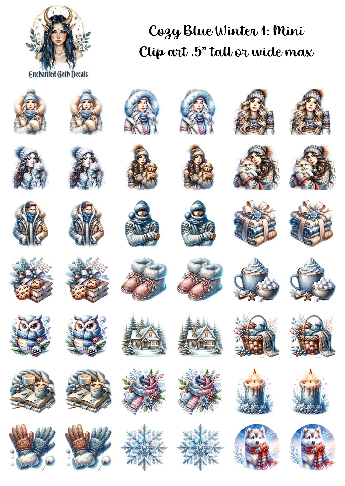 Cozy Blue Winter 1 - Clipart Mini