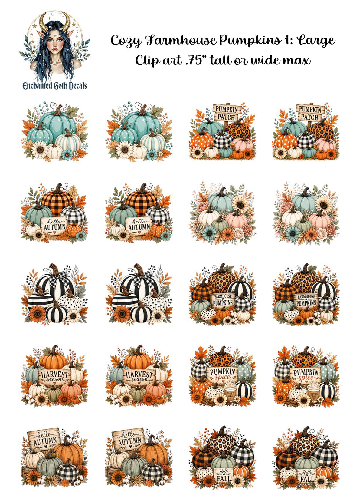 Cozy Farmhouse Pumpkins 1 - Clipart