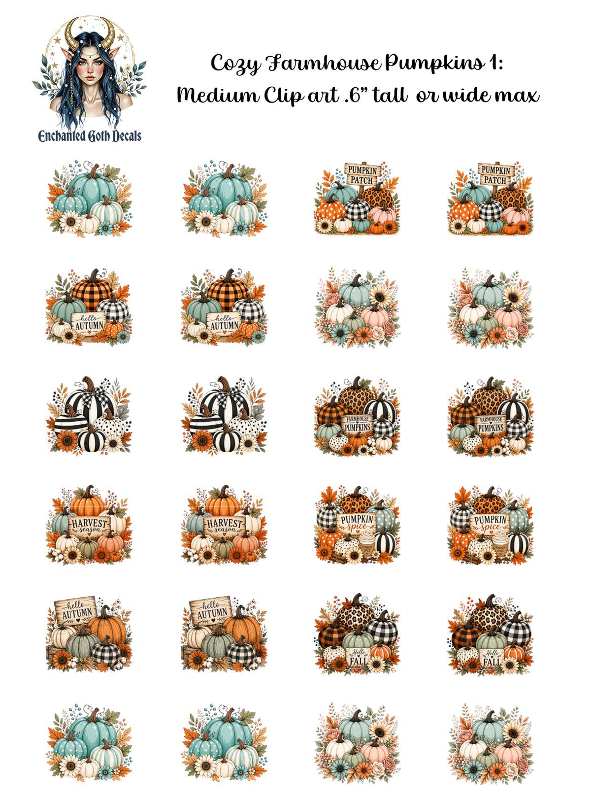 Cozy Farmhouse Pumpkins 1 - Clipart
