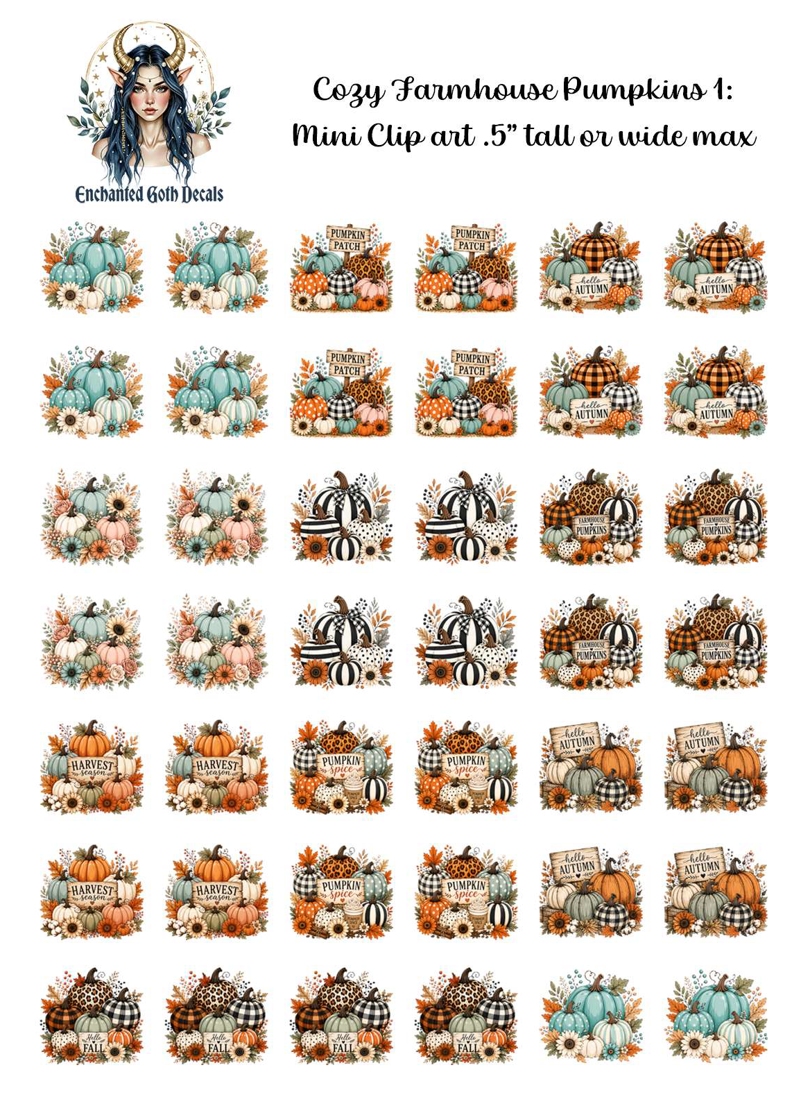 Cozy Farmhouse Pumpkins 1 - Clipart Mini