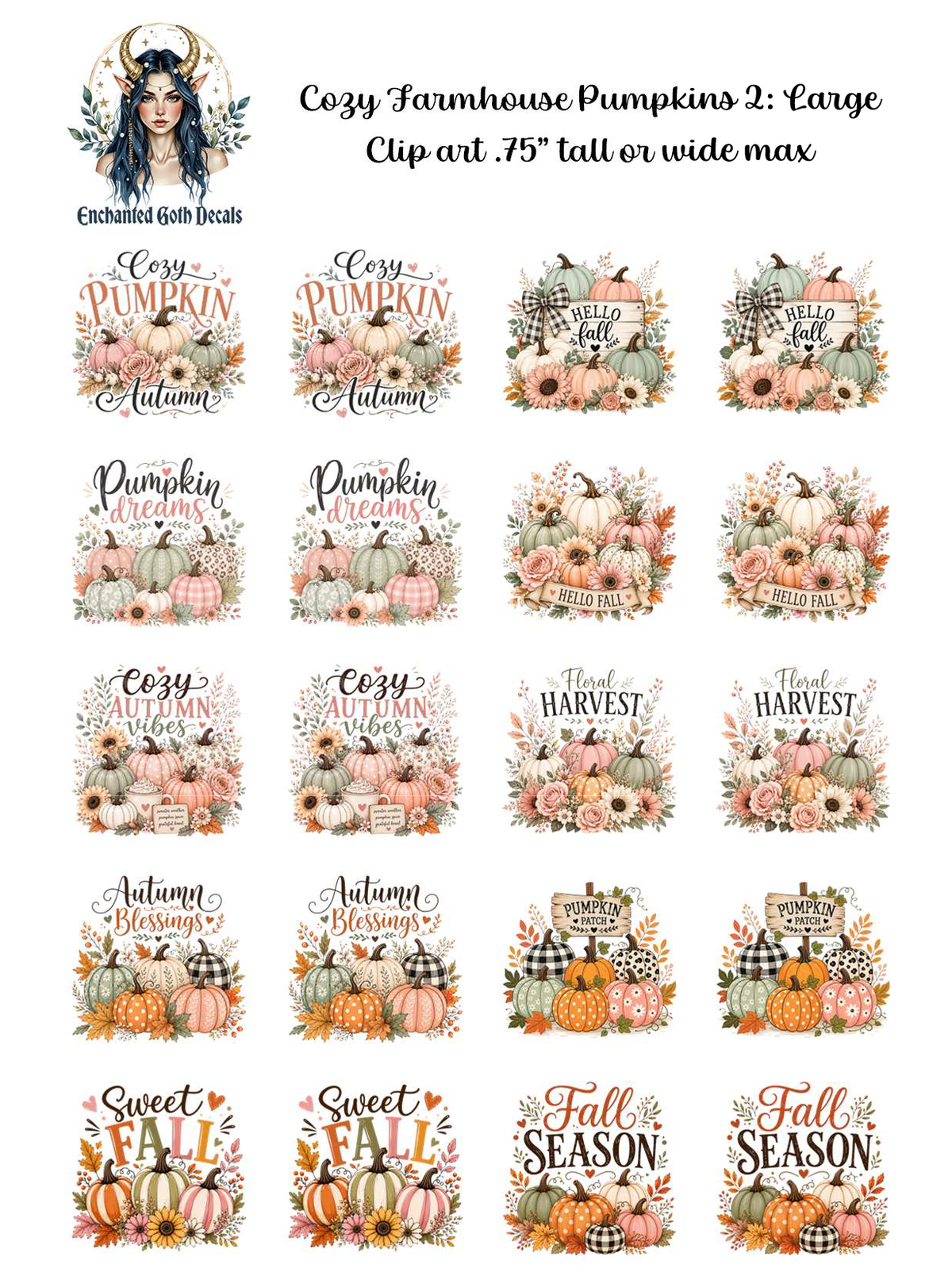 Cozy Farmhouse Pumpkins 2 - Clipart