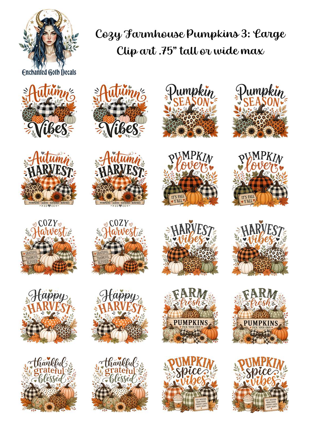 Cozy Farmhouse Pumpkins 3 - Clipart
