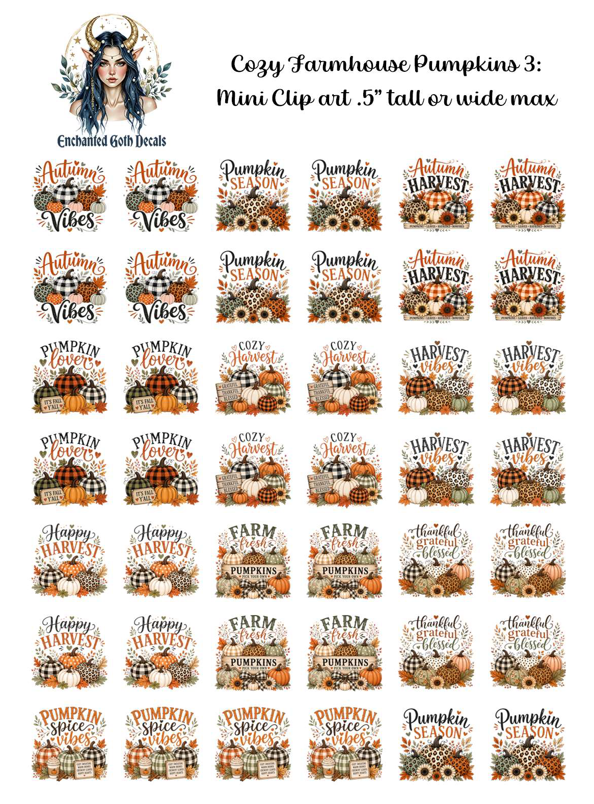 Cozy Farmhouse Pumpkins 3 - Clipart Mini