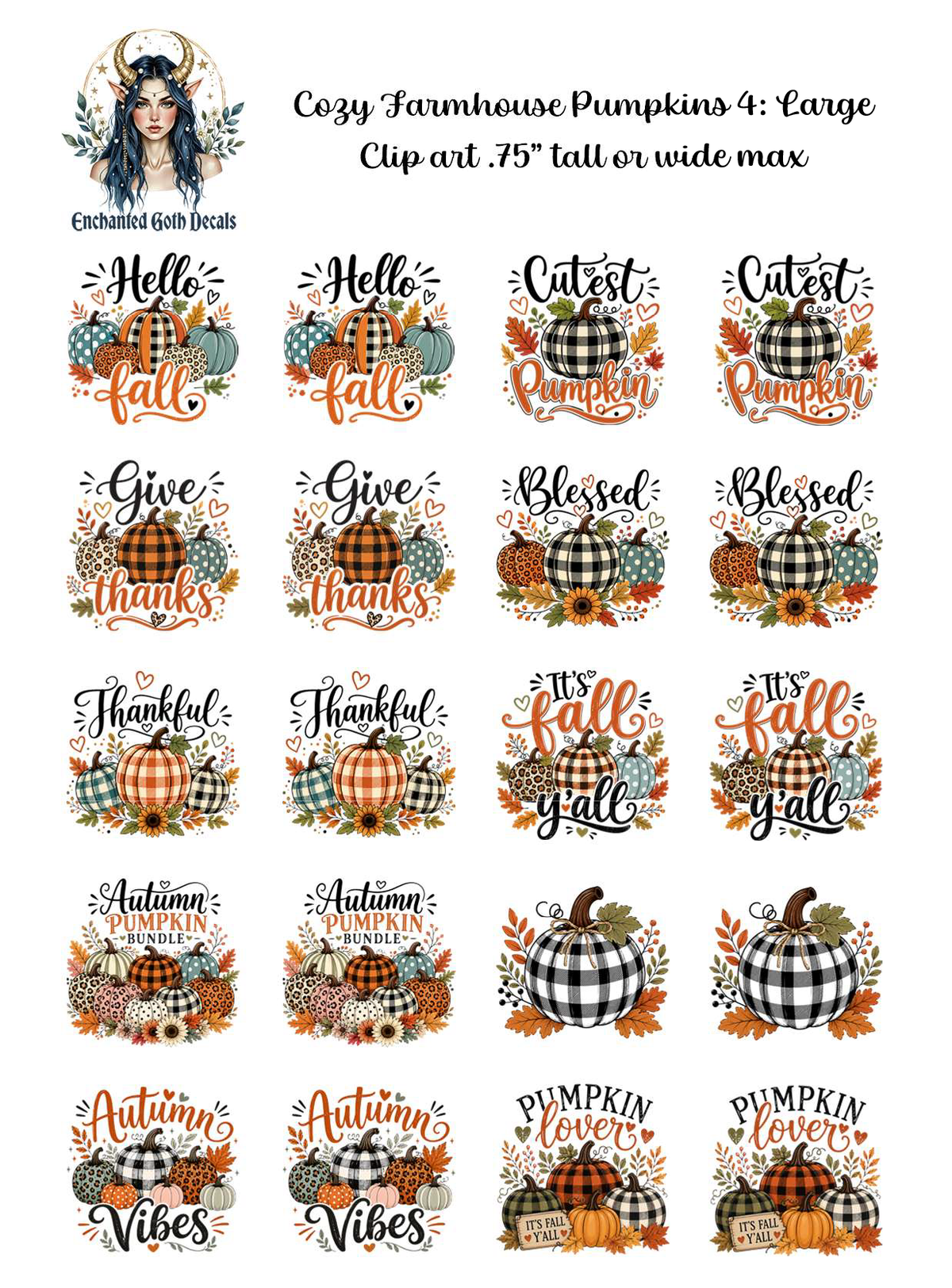 Cozy Farmhouse Pumpkins 4 - Clipart