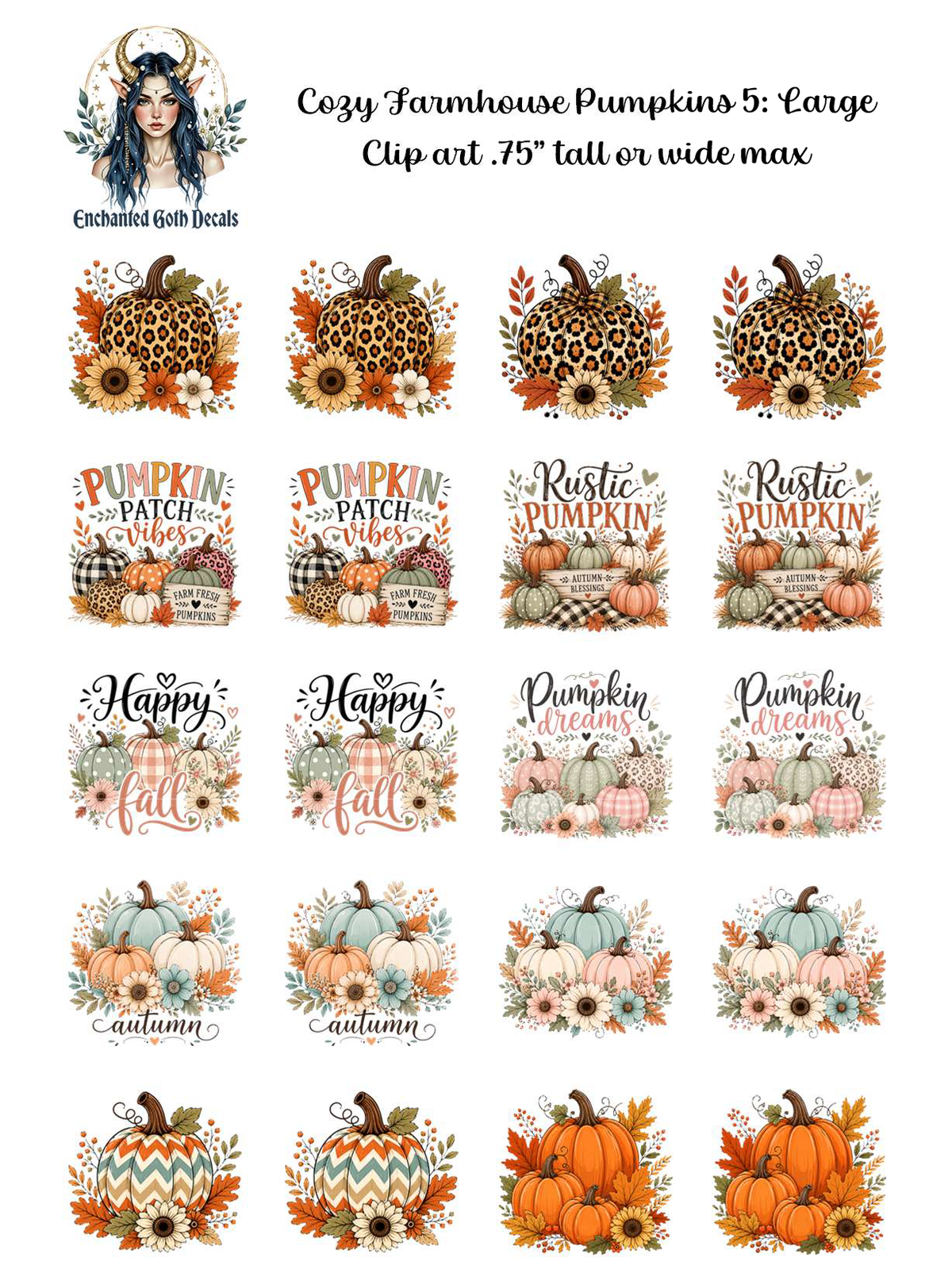 Cozy Farmhouse Pumpkins 5 - Clipart