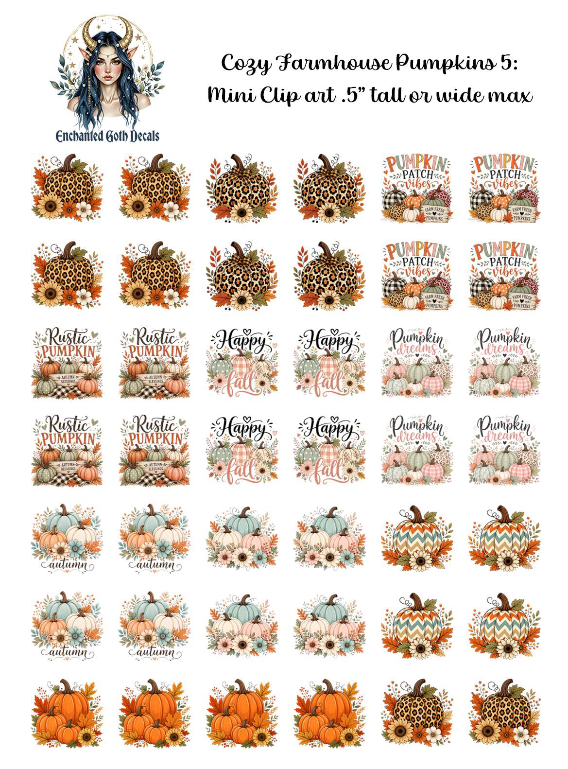 Cozy Farmhouse Pumpkins 5 - Clipart Mini
