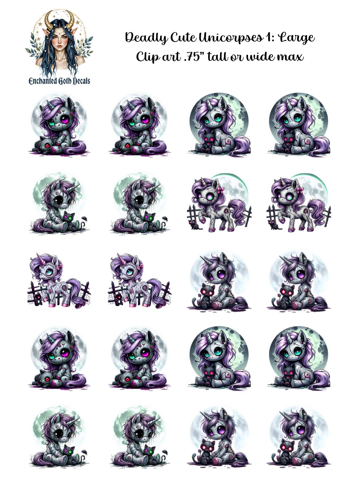 Deadly Cute Unicorpses 1 - Clipart