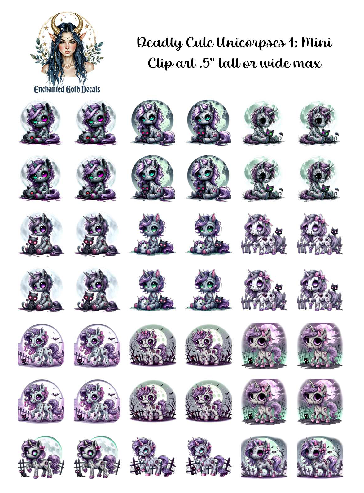 Deadly Cute Unicorpses 1 - Clipart Mini