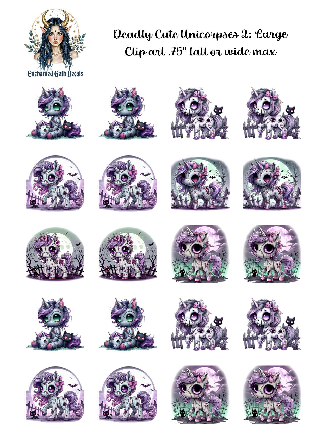Deadly Cute Unicorpses 2- Clipart
