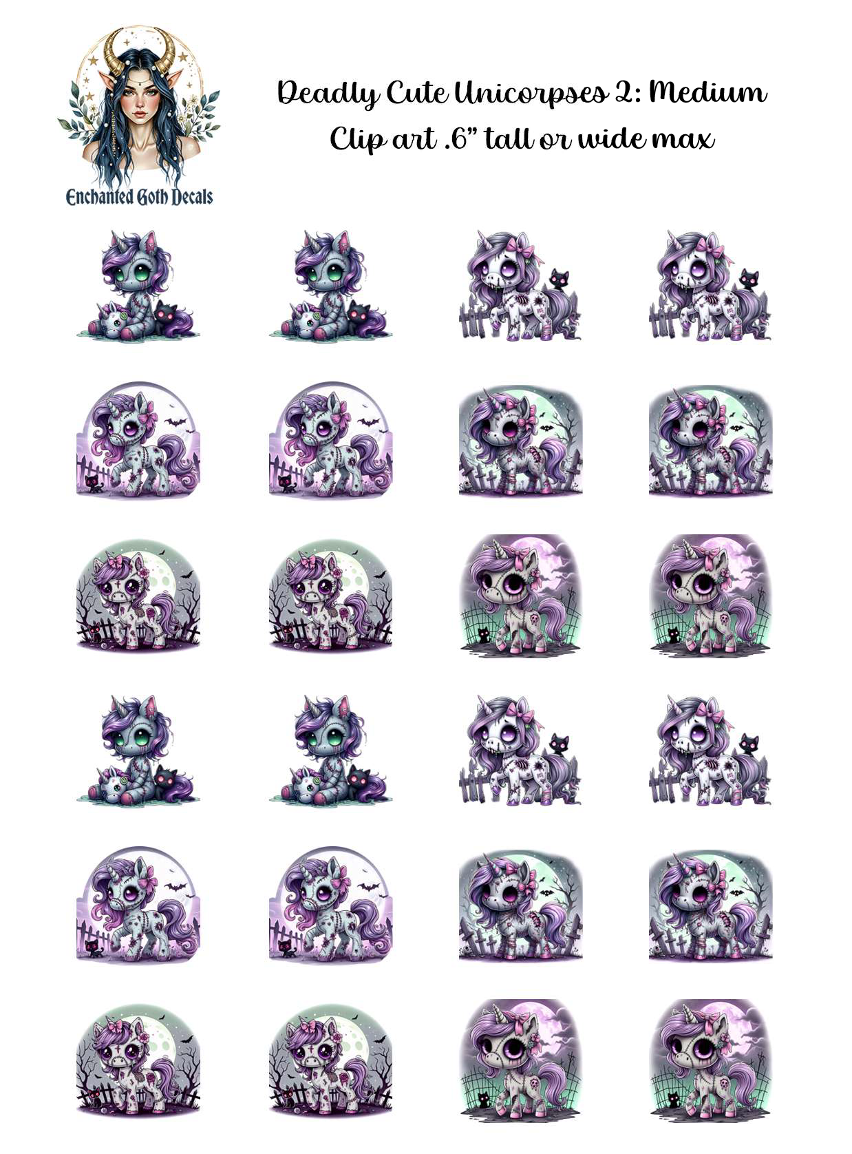 Deadly Cute Unicorpses 2- Clipart