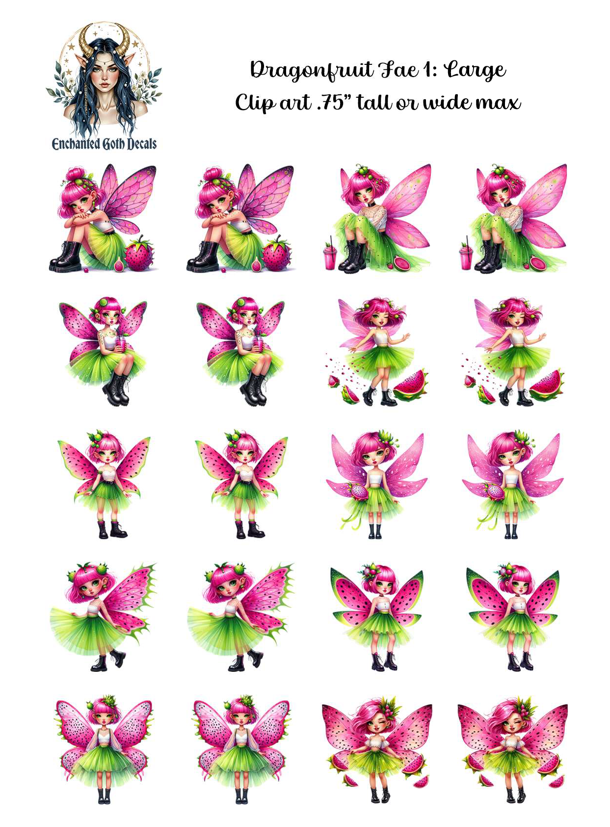 Dragonfruit Fae 1 - Clipart