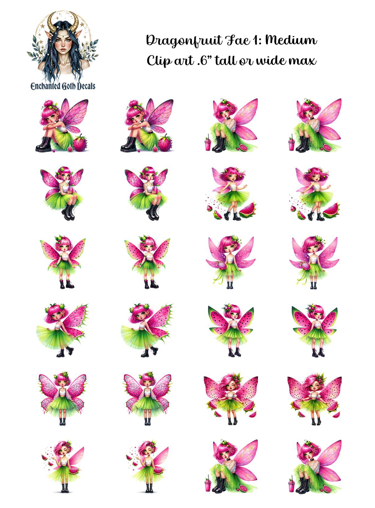Dragonfruit Fae 1 - Clipart