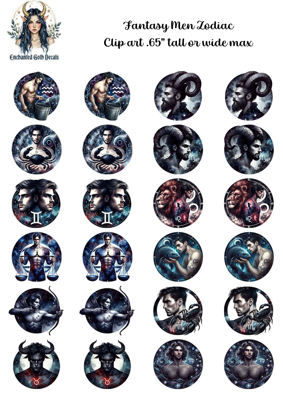 Fantasy Men Zodiac - Clipart