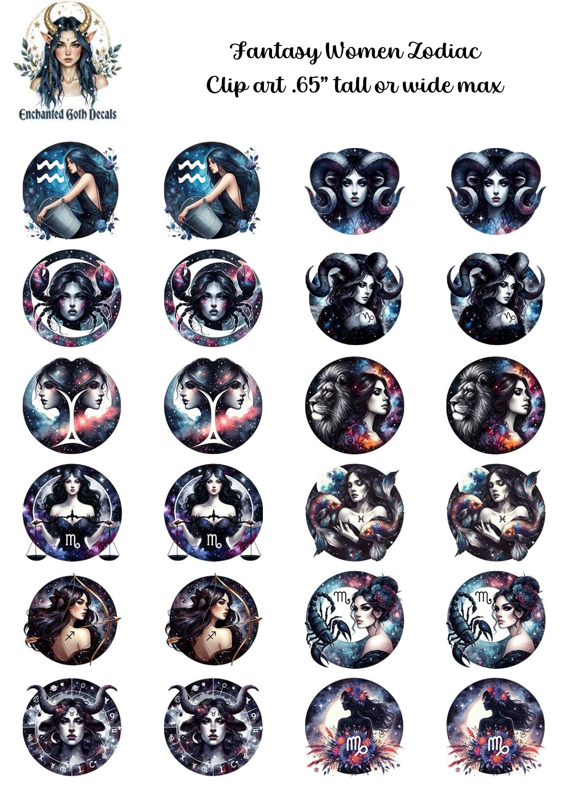 Fantasy Women Zodiac - Clipart