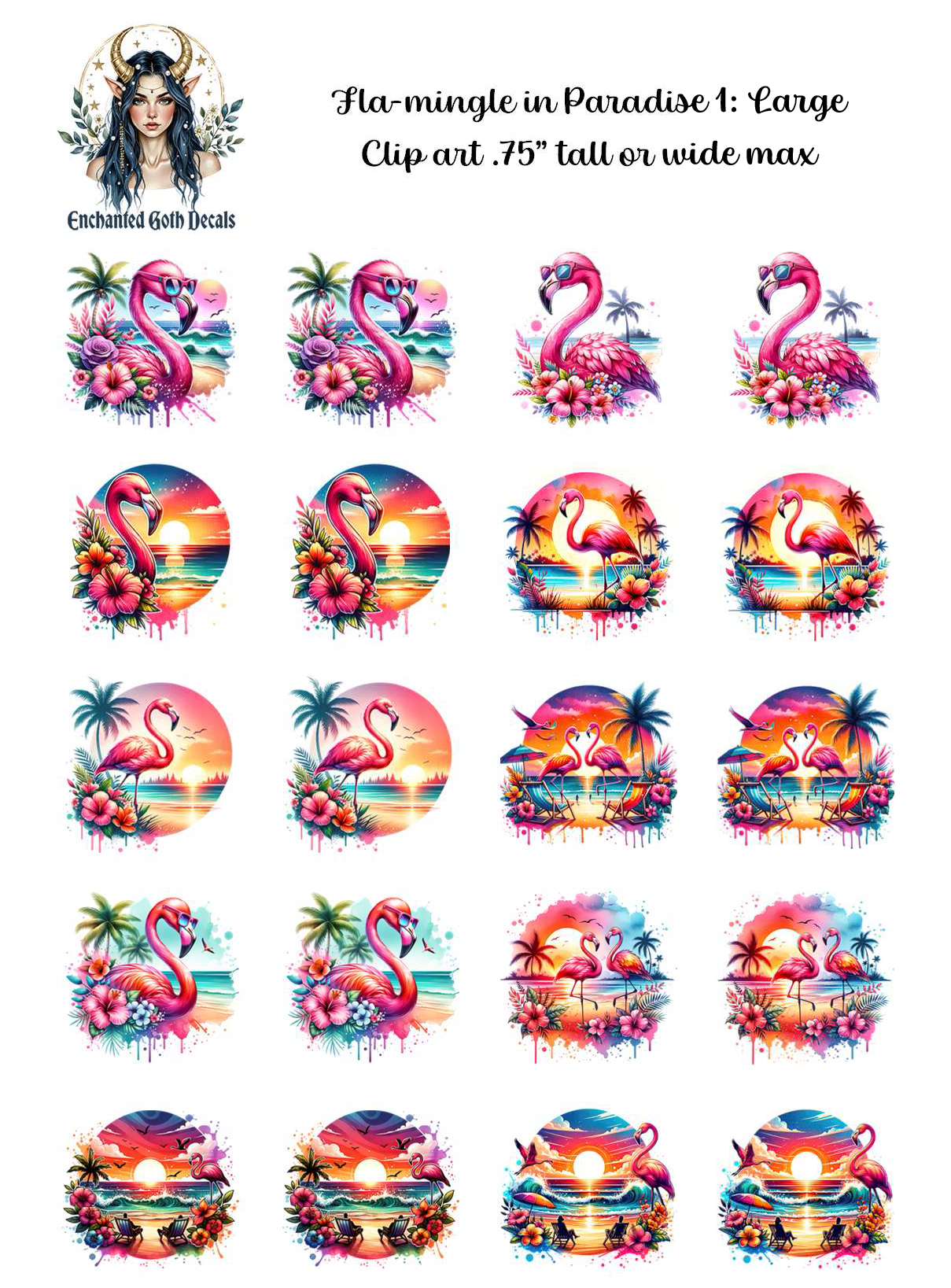 Fla-mingle in Paradise 1 - Clipart