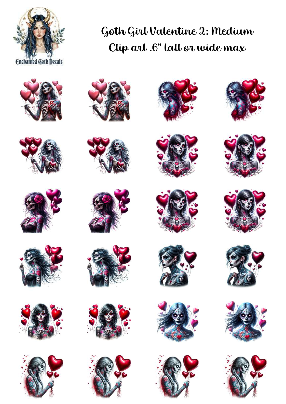 Goth Girl Valentine 2 - Clipart