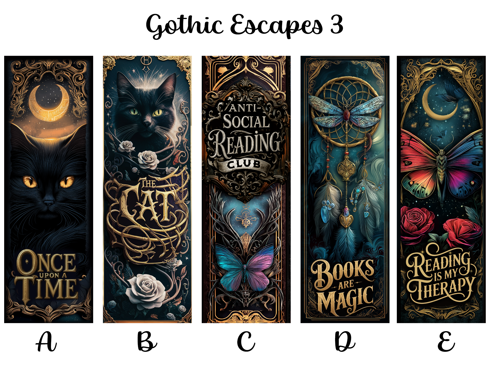 Gothic Escapes Bookmarks: Sheet 3 – Enchanted Goth Decals