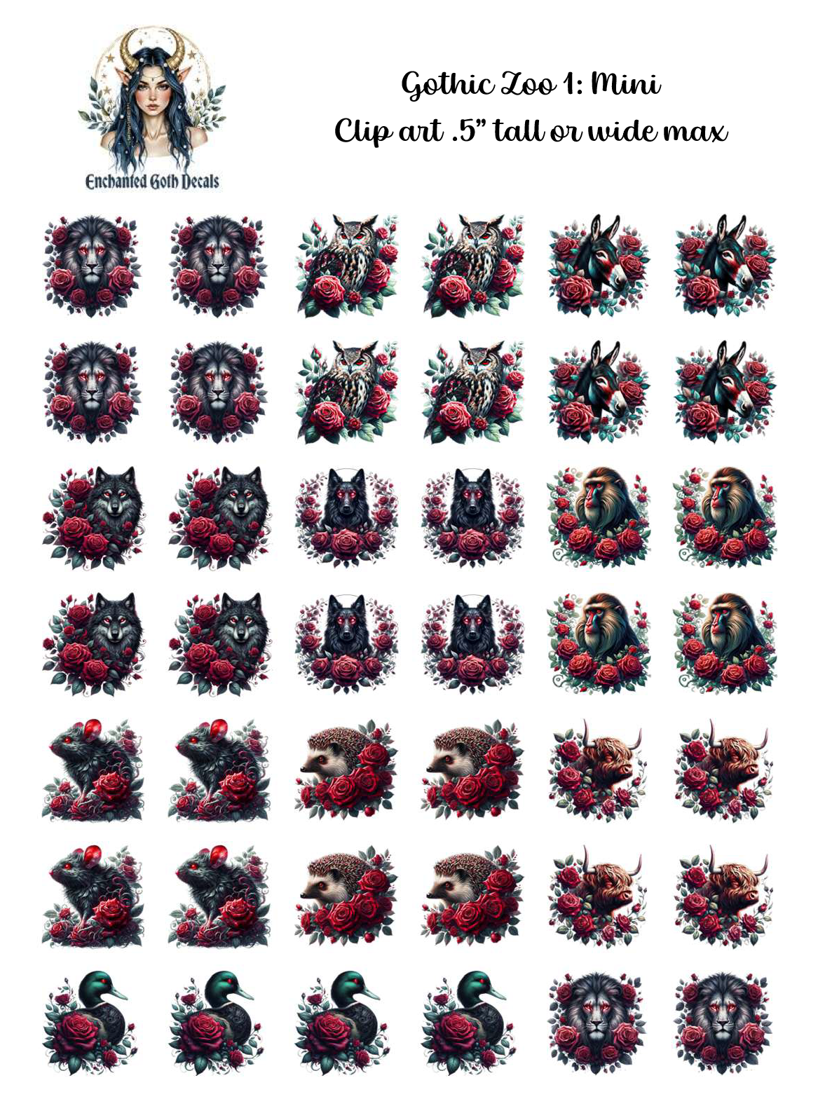 Gothic Zoo 1 - Clipart Mini