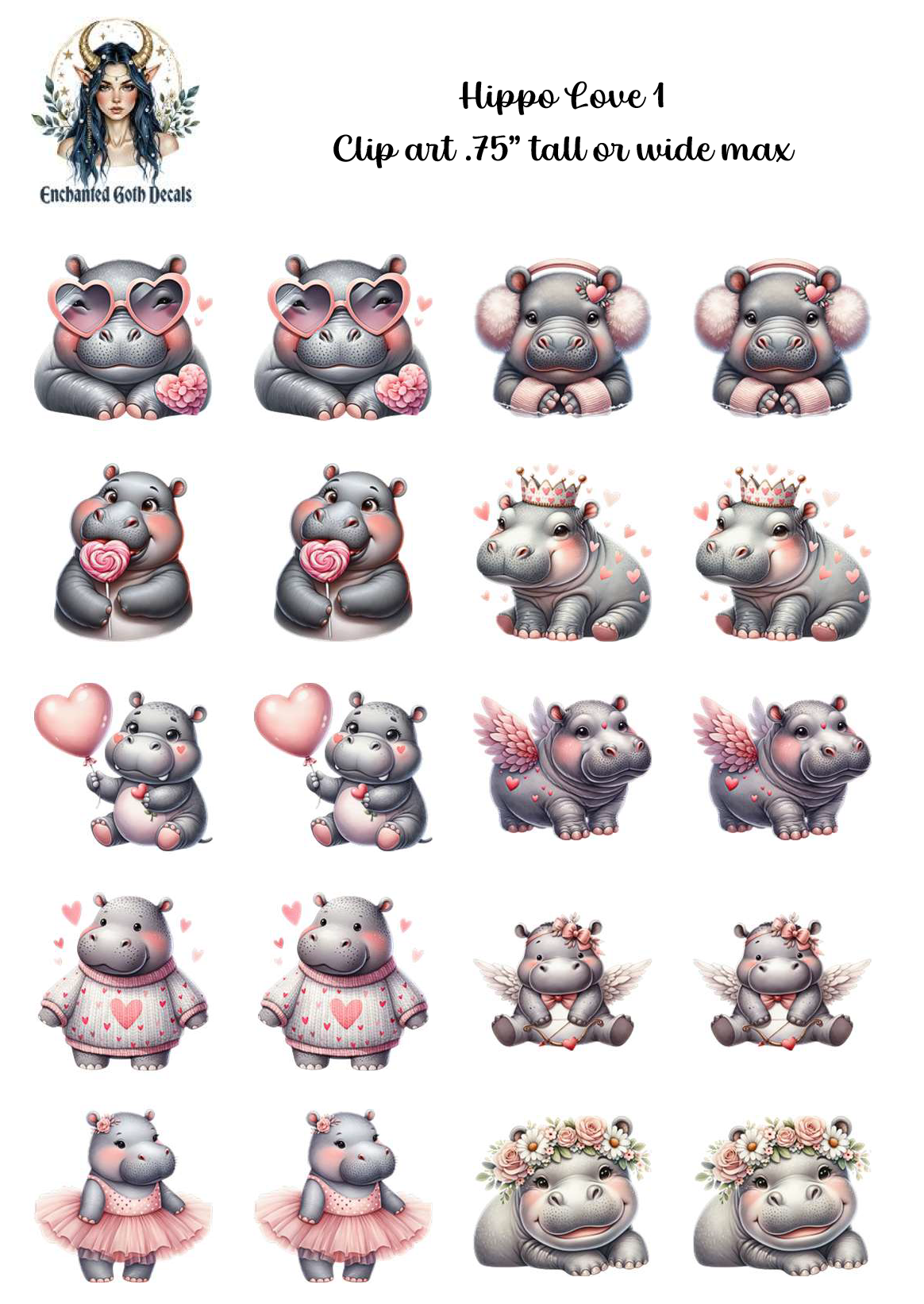 Hippo Love 1 - Clipart