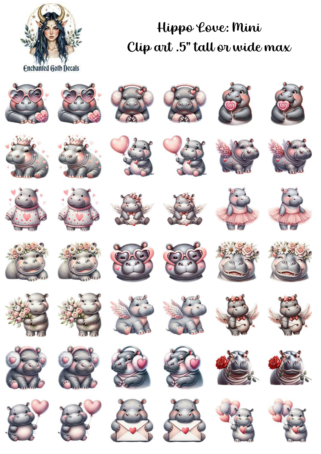 Hippo Love 1 - Clipart Mini