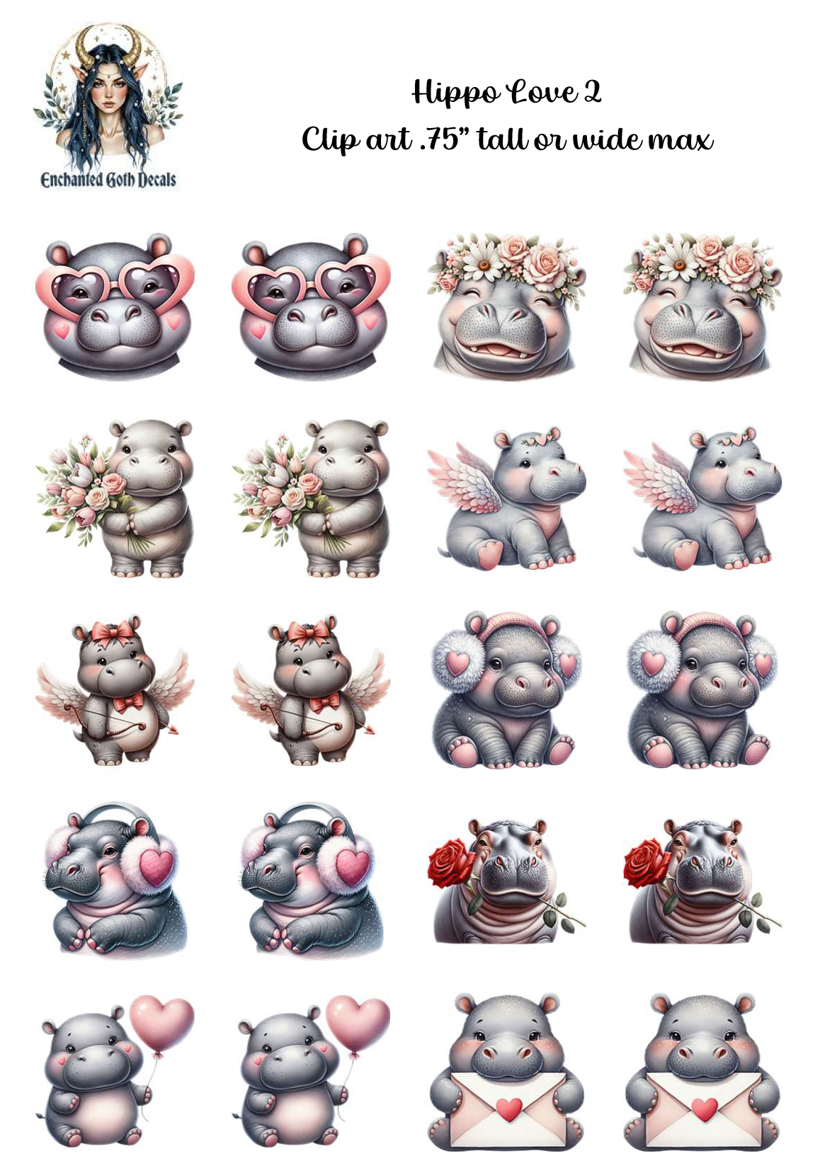 Hippo Love 2 - Clipart