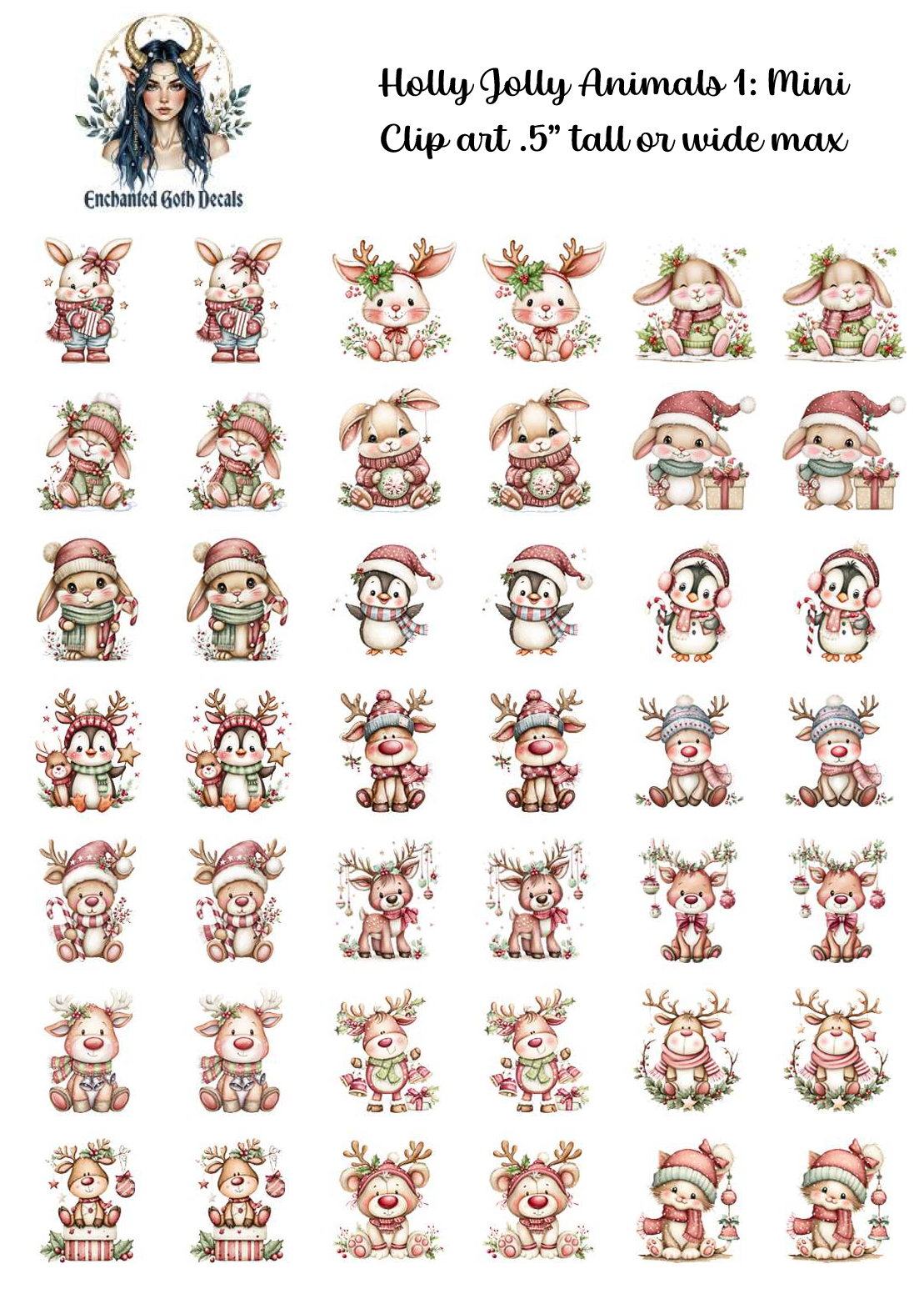 Holly Jolly Animals 1 - Clipart Mini