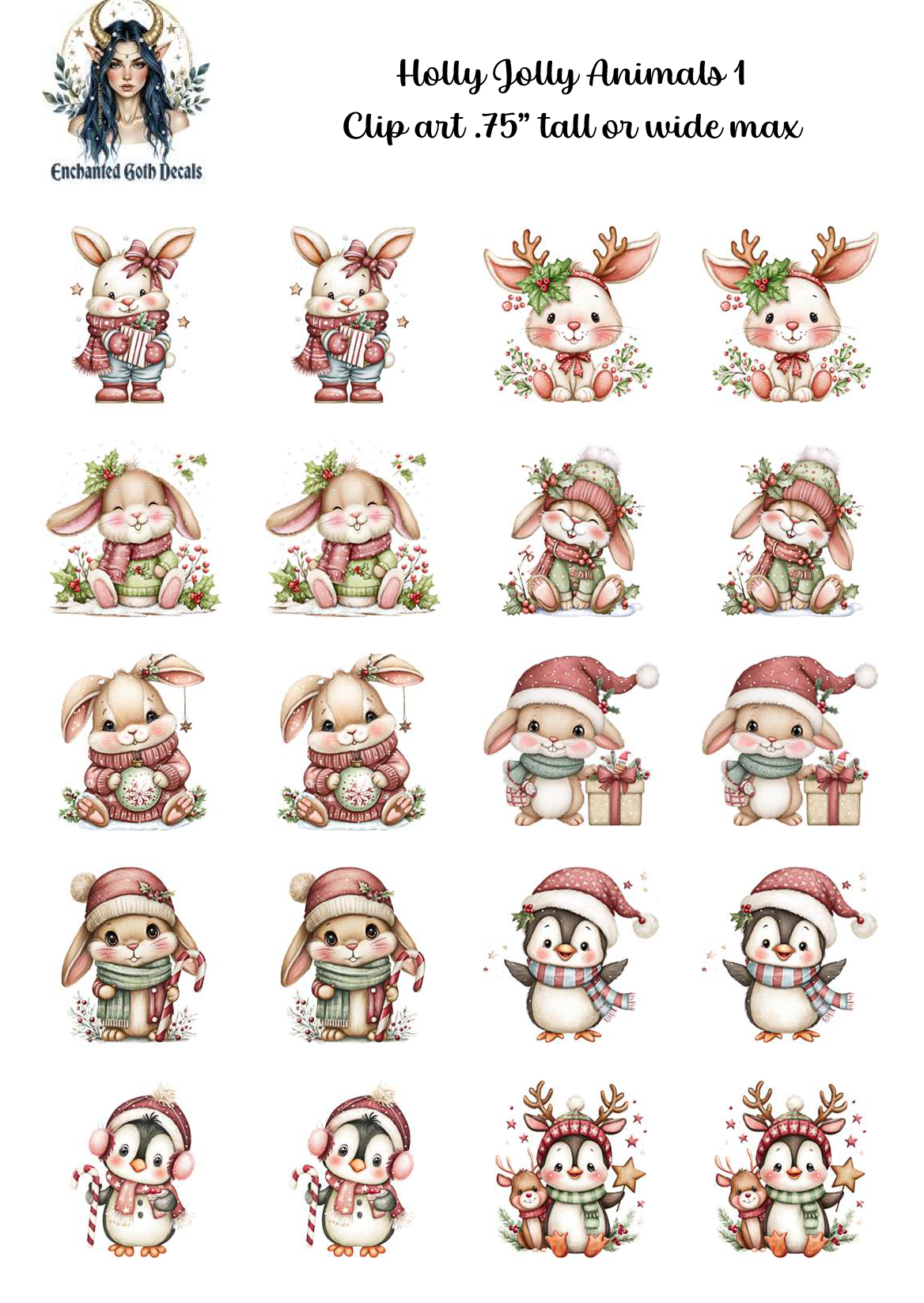 Holly Jolly Animals 1 - Clipart