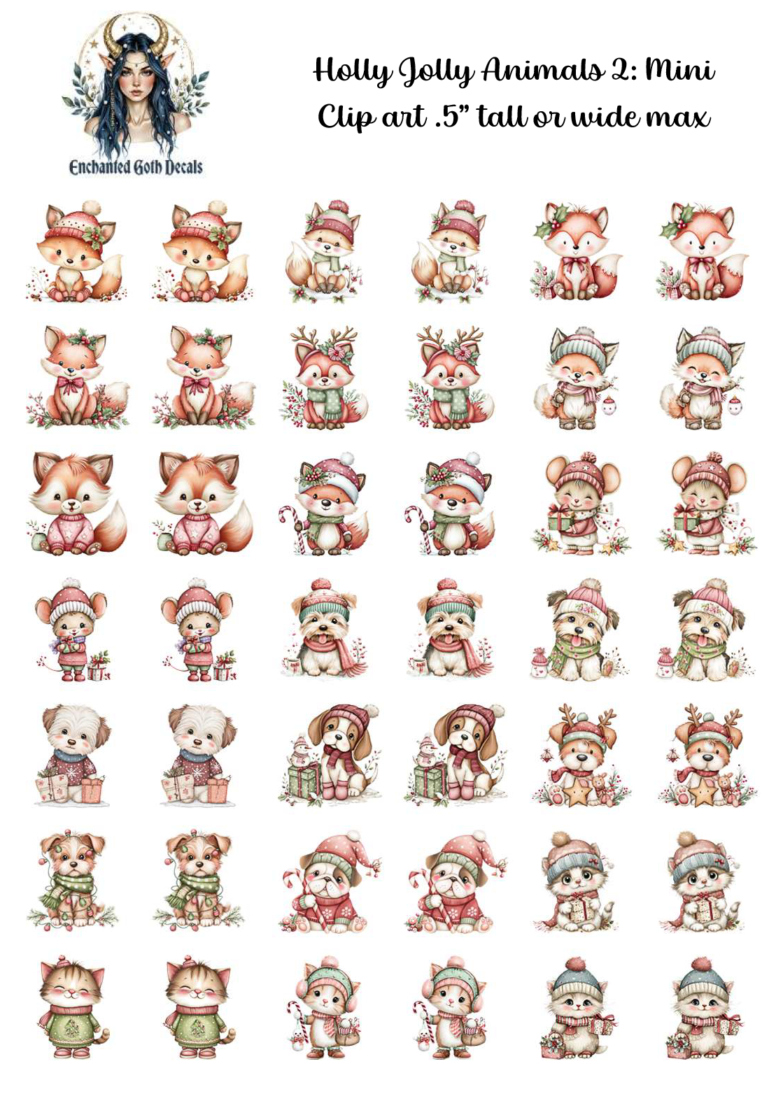 Holly Jolly Animals 2 - Clipart Mini