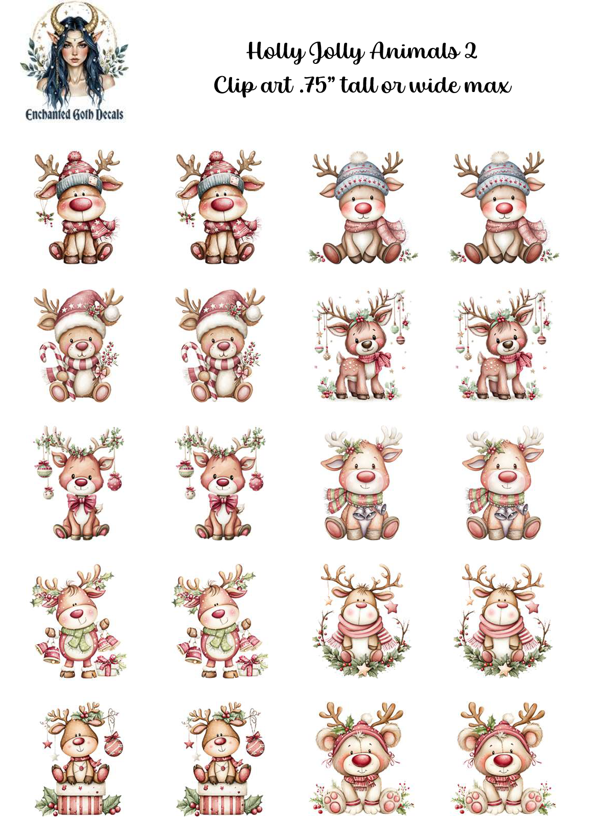 Holly Jolly Animals 2 - Clipart