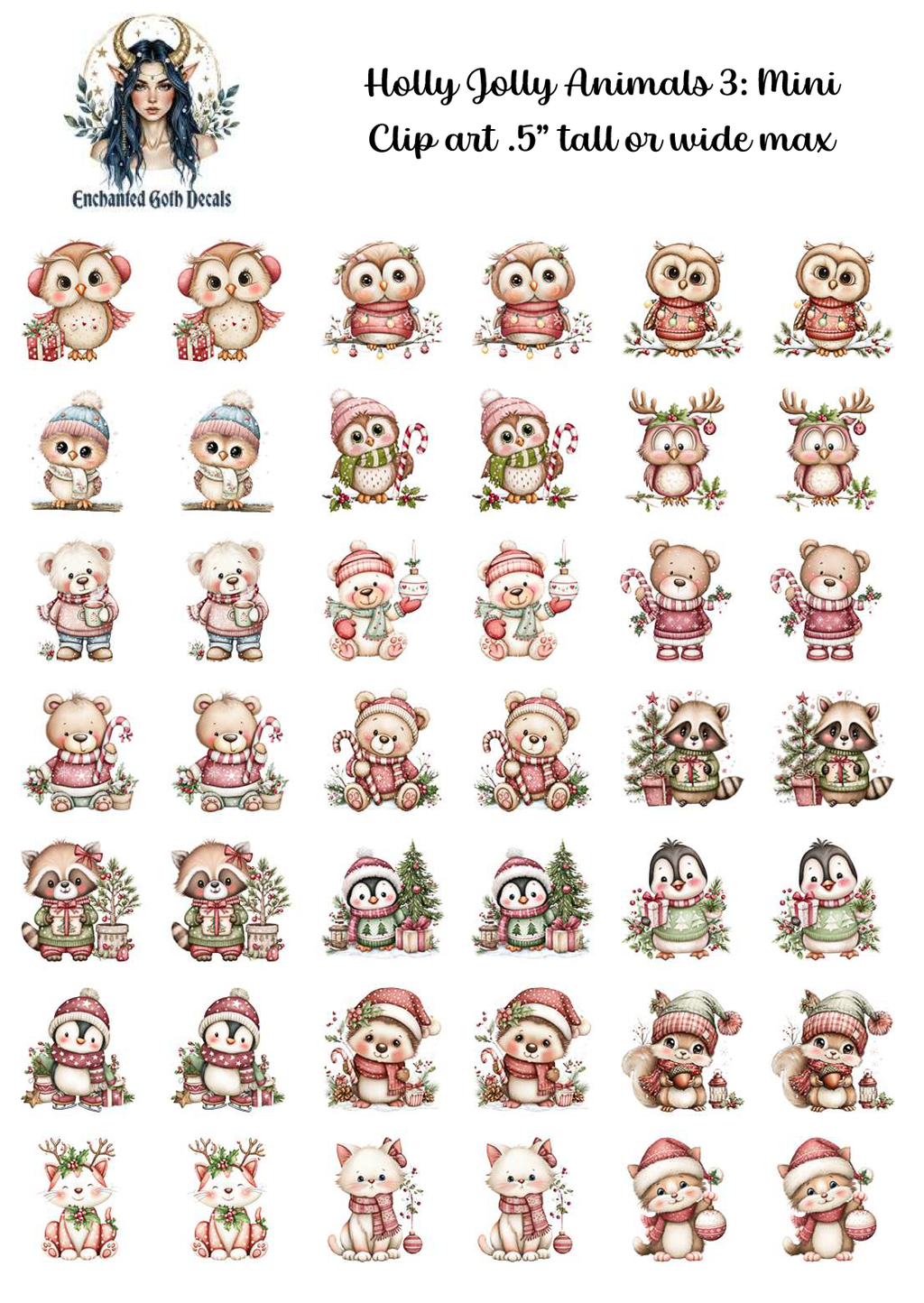 Holly Jolly Animals 3 - Clipart Mini