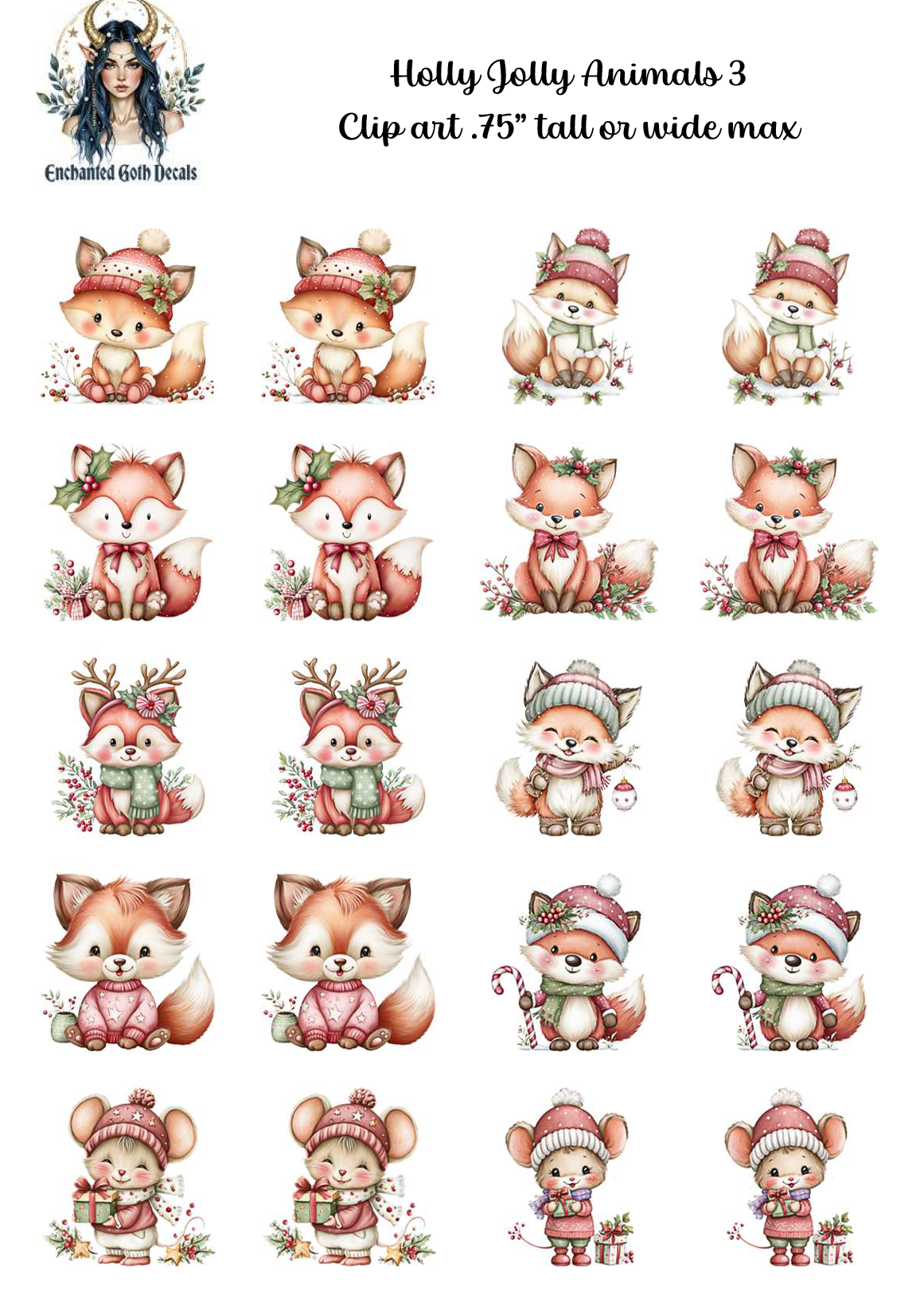 Holly Jolly Animals 3 - Clipart