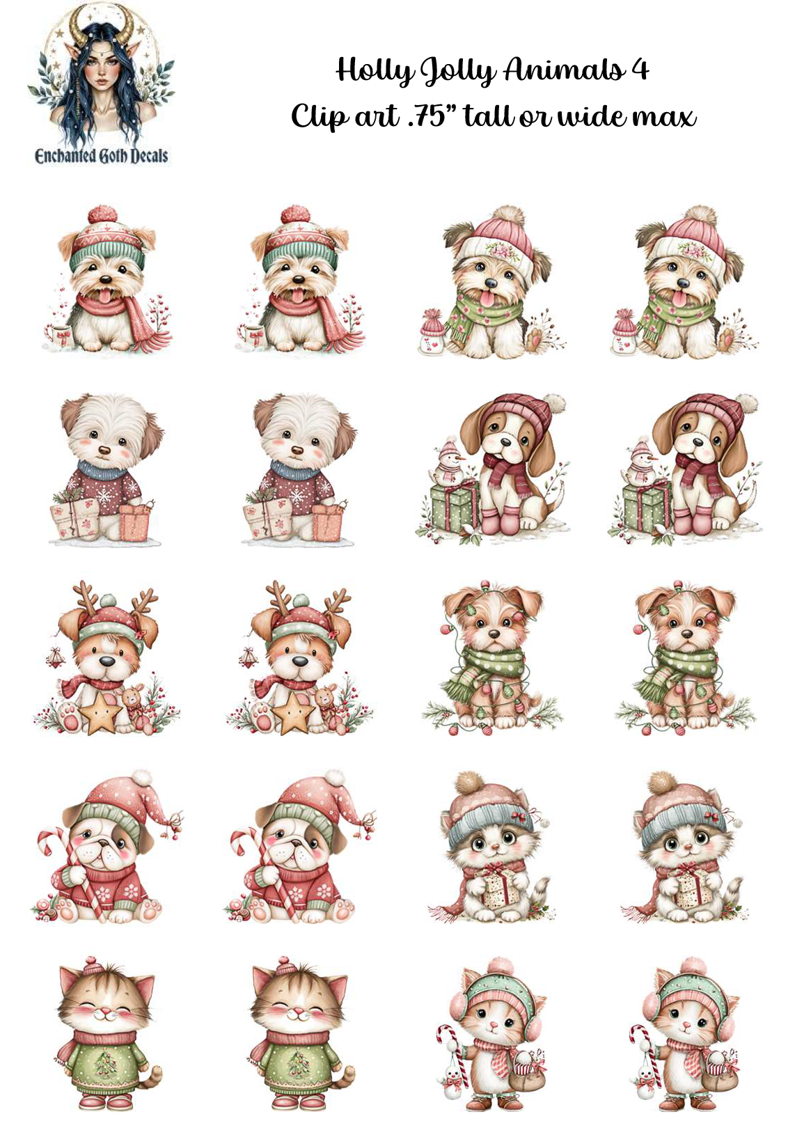 Holly Jolly Animals 4 - Clipart