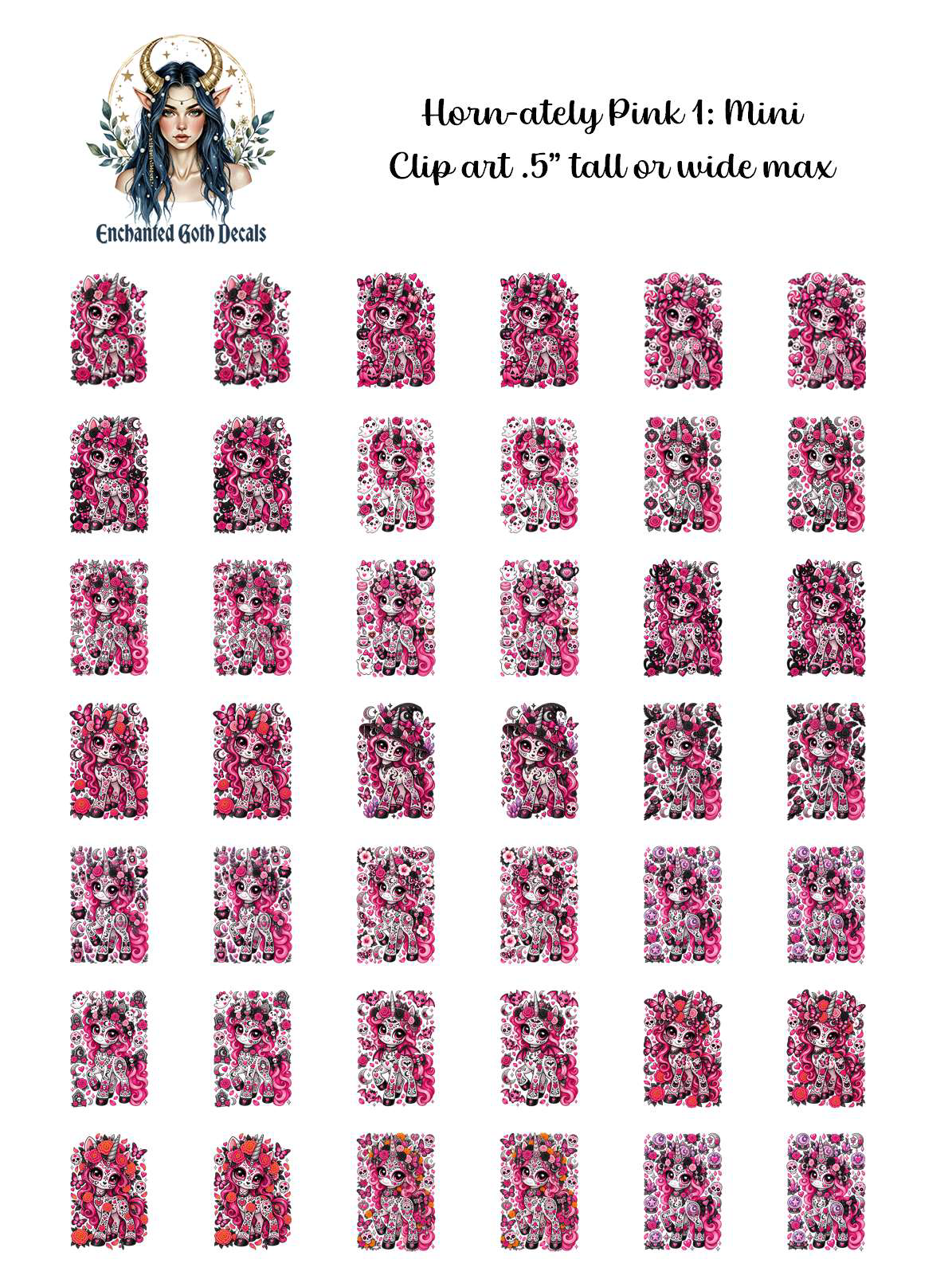 Horn-ately Pink 1 - Clipart Mini