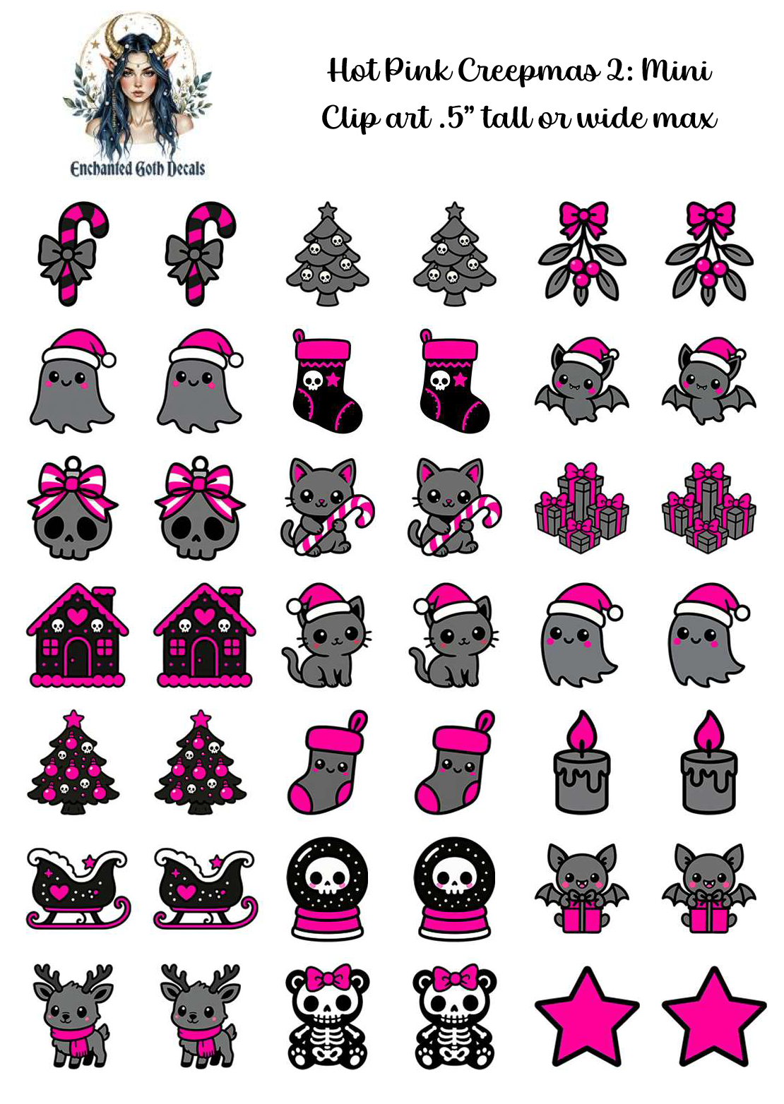 Hot Pink Creepmas 2 - Clipart Mini