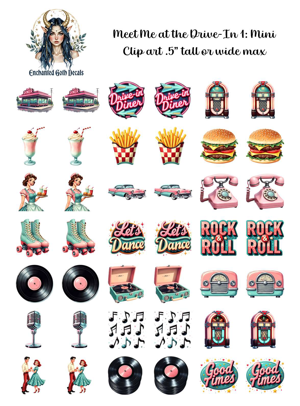 Meet Me at the Drive-In 1 - Clipart Mini