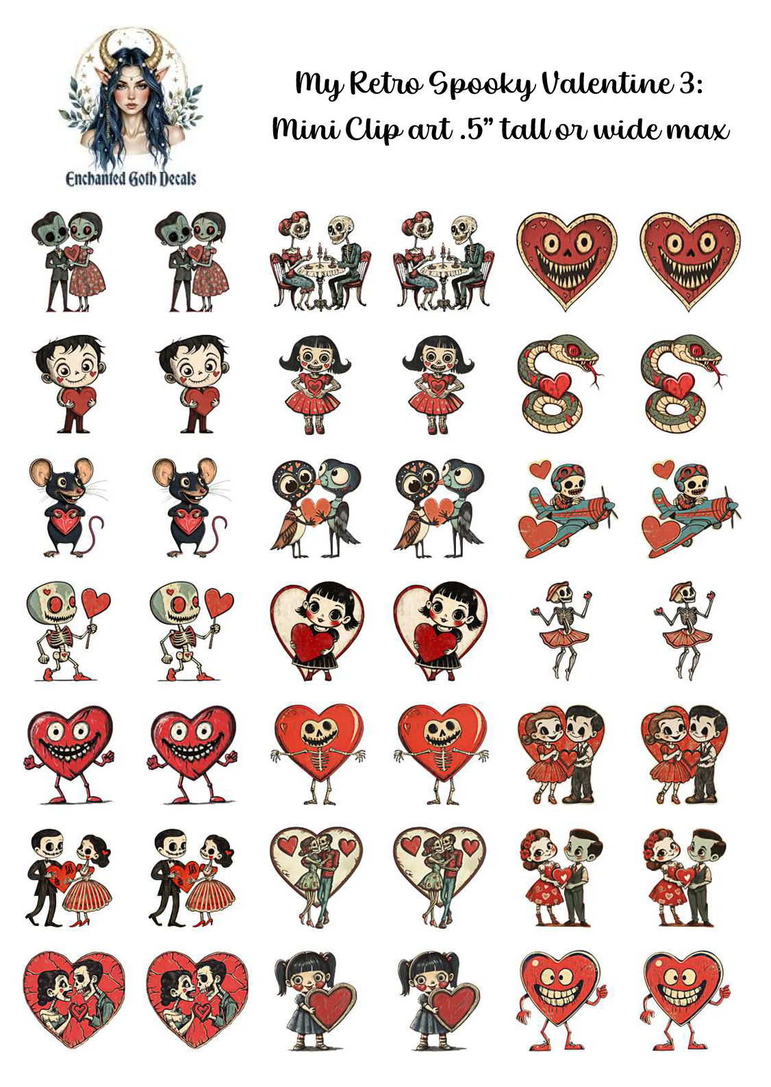 My Retro Spooky Valentine 3 - Clipart Mini