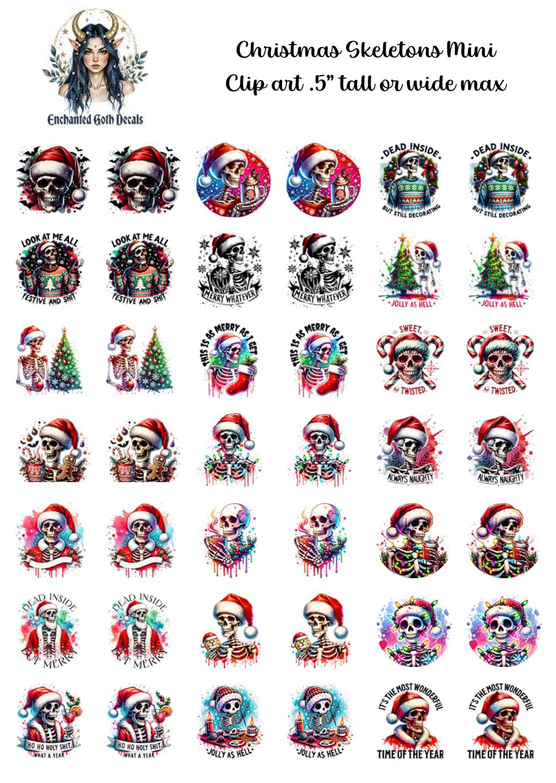 Christmas Skeletons - Clipart Mini