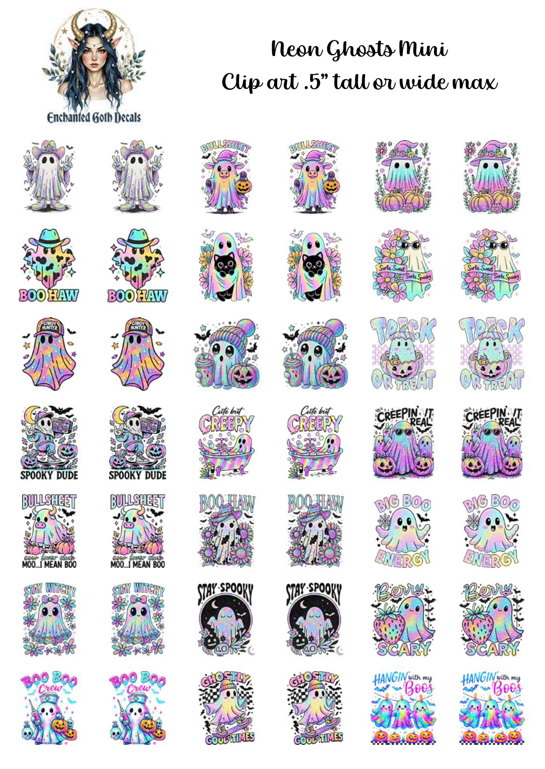 Neon Ghosts - Clipart Mini