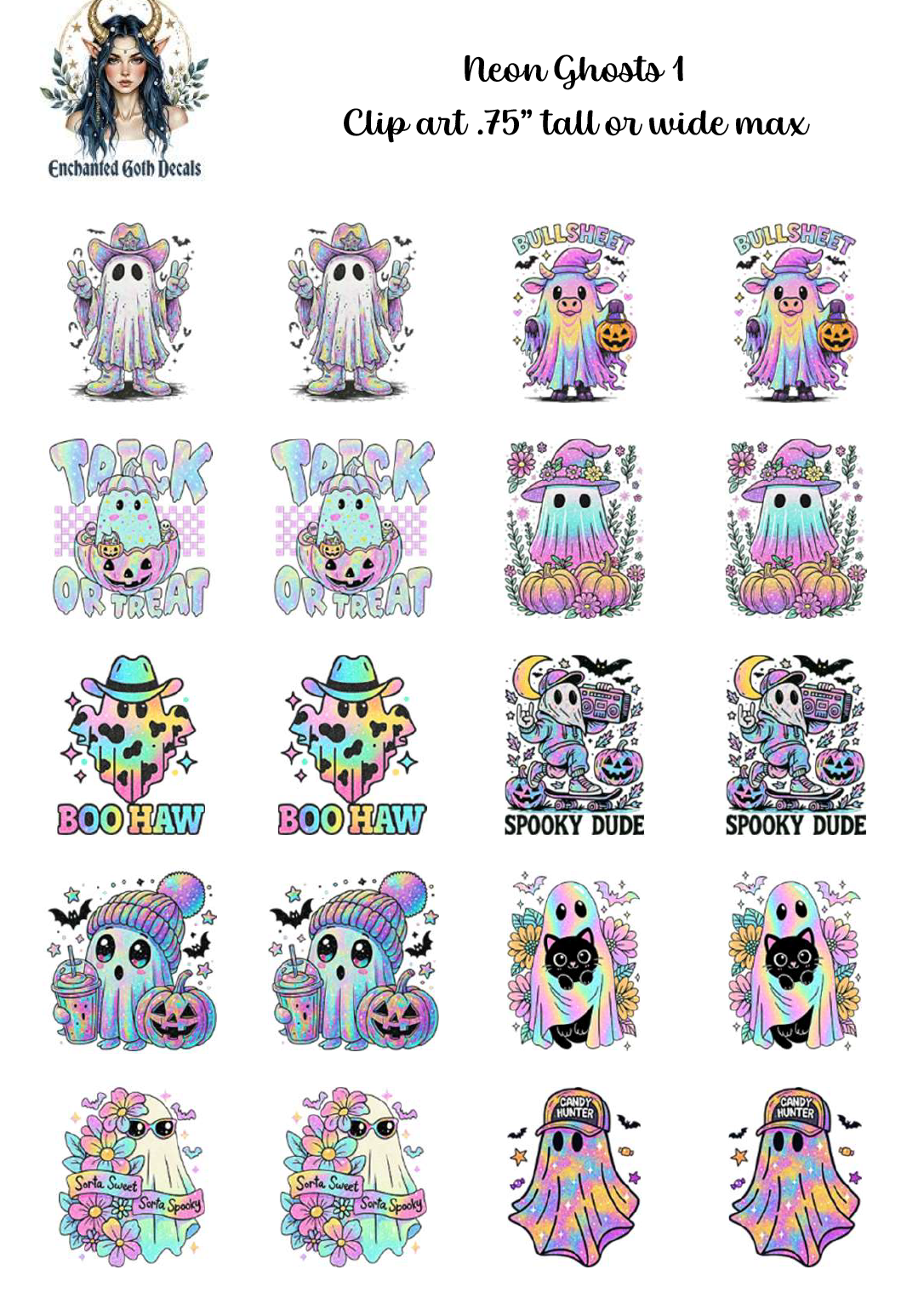 Neon Ghosts 1 - Clipart
