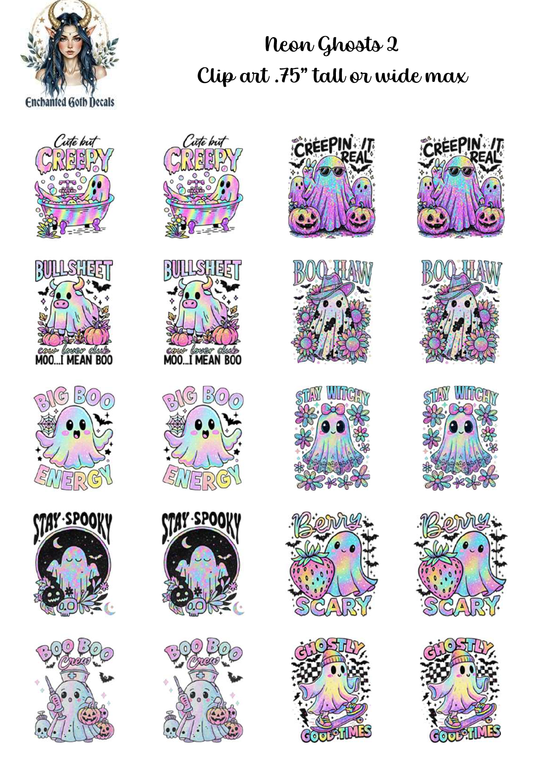 Neon Ghosts 2 - Clipart