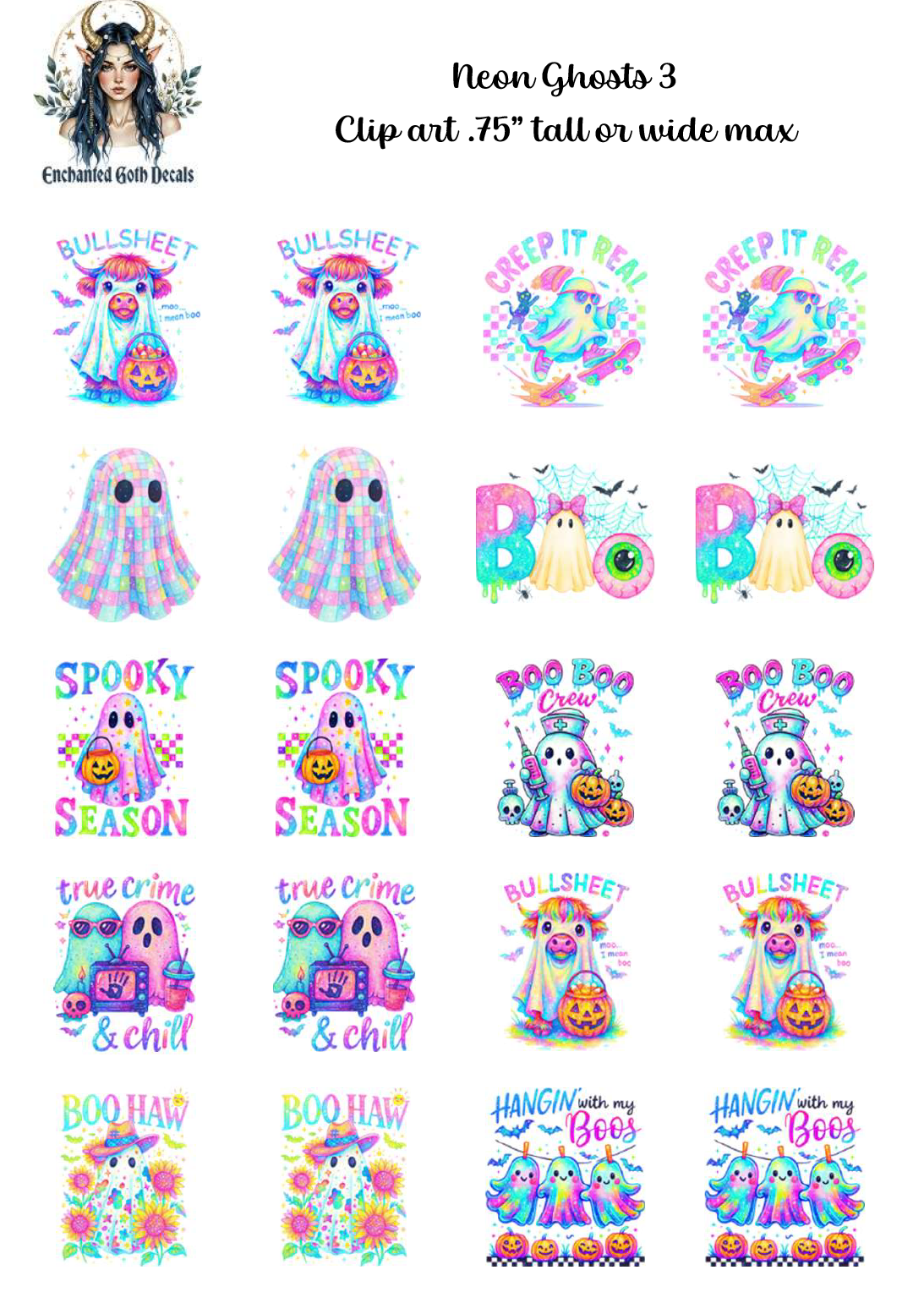 Neon Ghosts 3 - Clipart