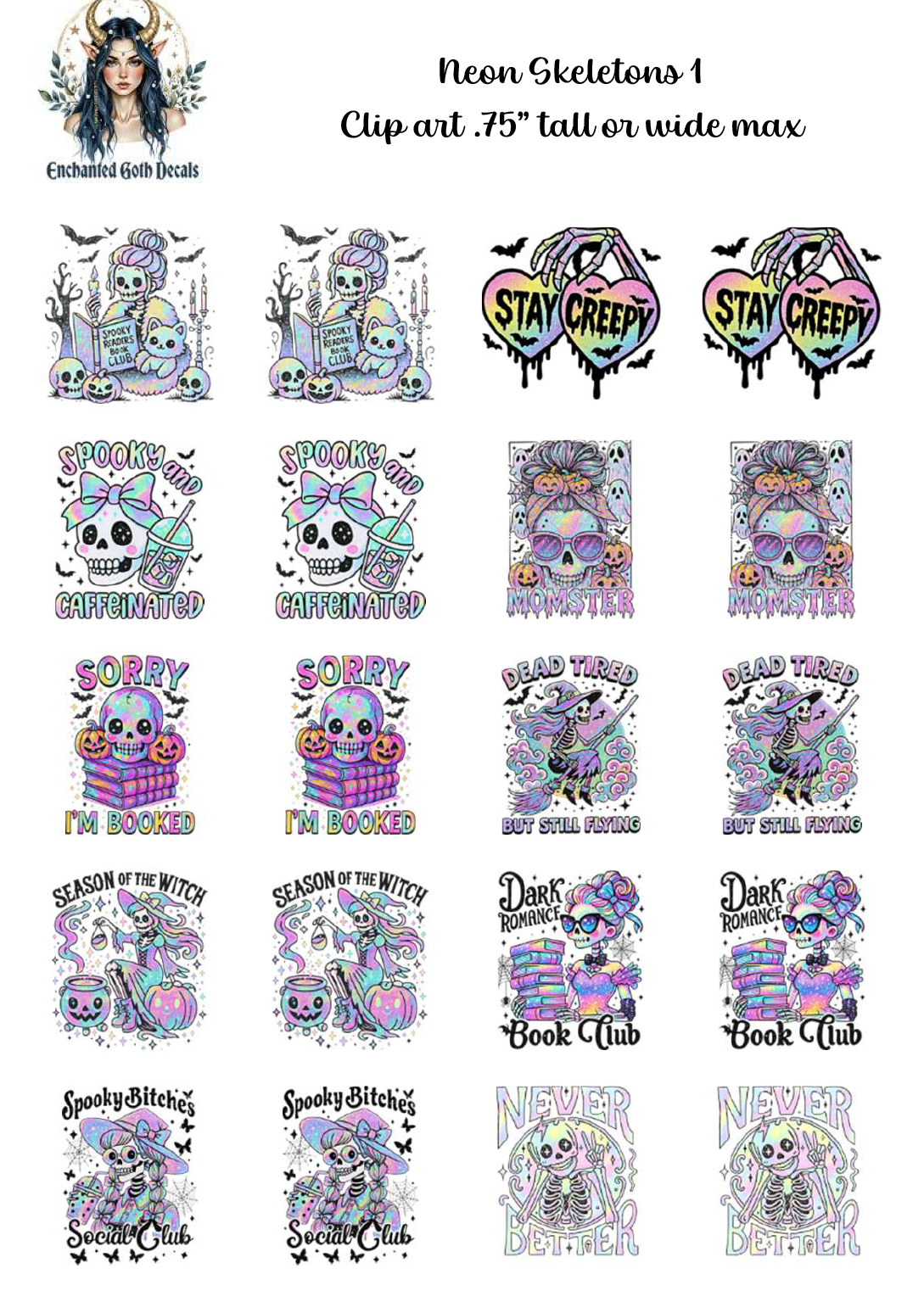 Neon Skeletons 1 - Clipart